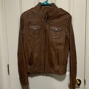Brown sheepskin leather jacket